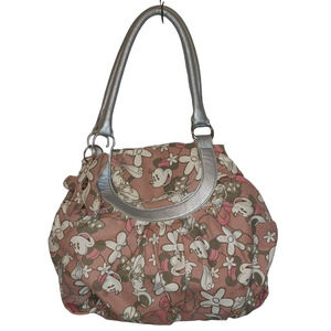 Disney Purse Minnie Mouse Pink Canvas‎ Double Handle Hobo Magnetic Closure Lined